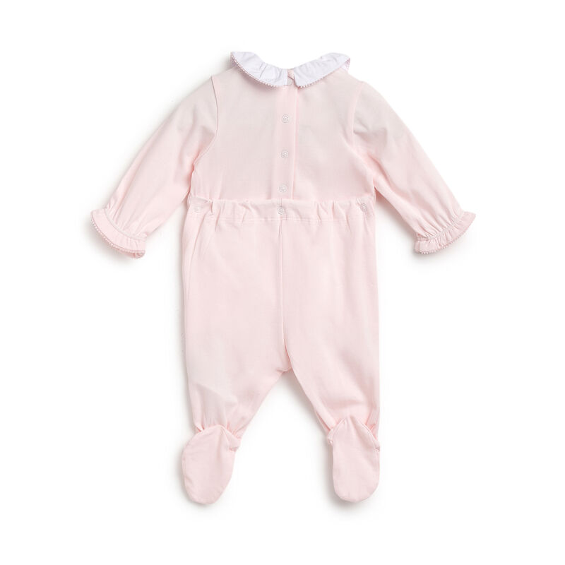 Girls Light Pink Applique Nappy Opening Babysuit image number 1